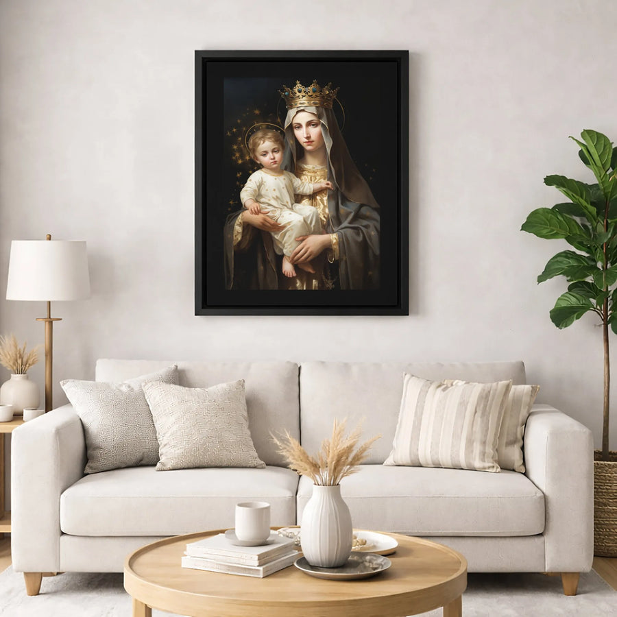 Virgin Mary and Baby Jesus Canvas Print | Sacred Queen of Heaven Religious Wall Art | Premium Gallery Wrapped Decor | Christian Home Gift