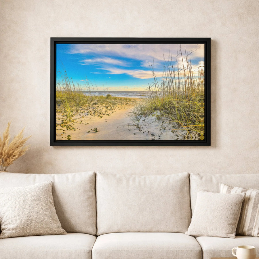 Coastal Beach Canvas Wall Art | Scenic Sand Dunes and Sea Grass Path | Premium Fade-Resistant 1.25" Profile | Serene Ocean Home Decor Gift