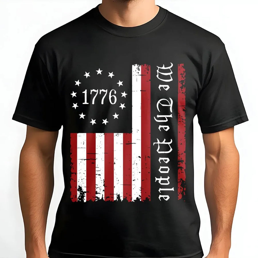 We The People 1776 T-Shirt | Distressed Patriotic American Flag Graphic | Premium Cotton Unisex Apparel | Fourth of July Independence Day Gift