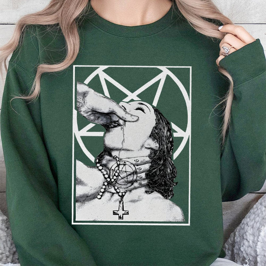Occult Pentagram Sweatshirt | Gothic Aesthetic Graphic Print | Premium Cotton Blend | Unisex Alt Fashion Gift for Dark Art Lovers