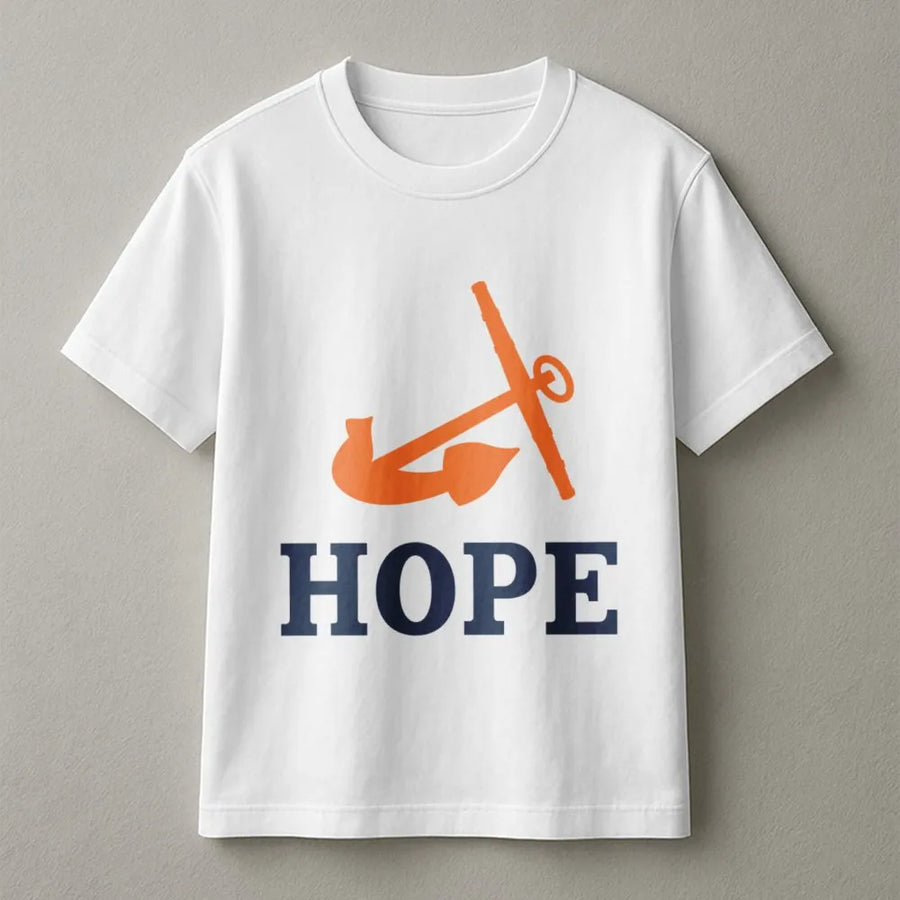 Hope Anchor Graphic T-Shirt | Nautical Inspirational Quote Tee | Premium 100% Cotton Apparel | Religious Gift for Men and Women