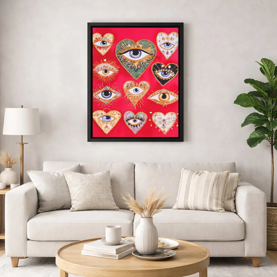 Evil Eye Heart Wall Art | Mystical Bohemian Decor Print | Premium Gallery Canvas | Spiritual Home Decor Gift