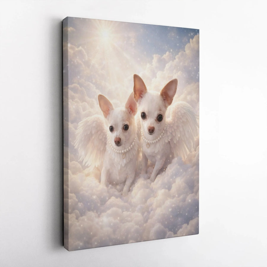Chihuahua Angel Canvas Wall Art | Rainbow Bridge Pet Portrait | Premium Gallery Wrapped Canvas | Dog Memorial Sympathy Gift for Owner