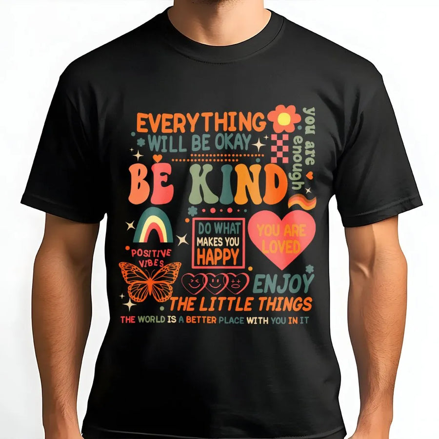 Be Kind T-Shirt | Retro Mental Health Awareness Graphic | Premium 100% Cotton Tee | Inspirational Self Love Gift For Women And Men