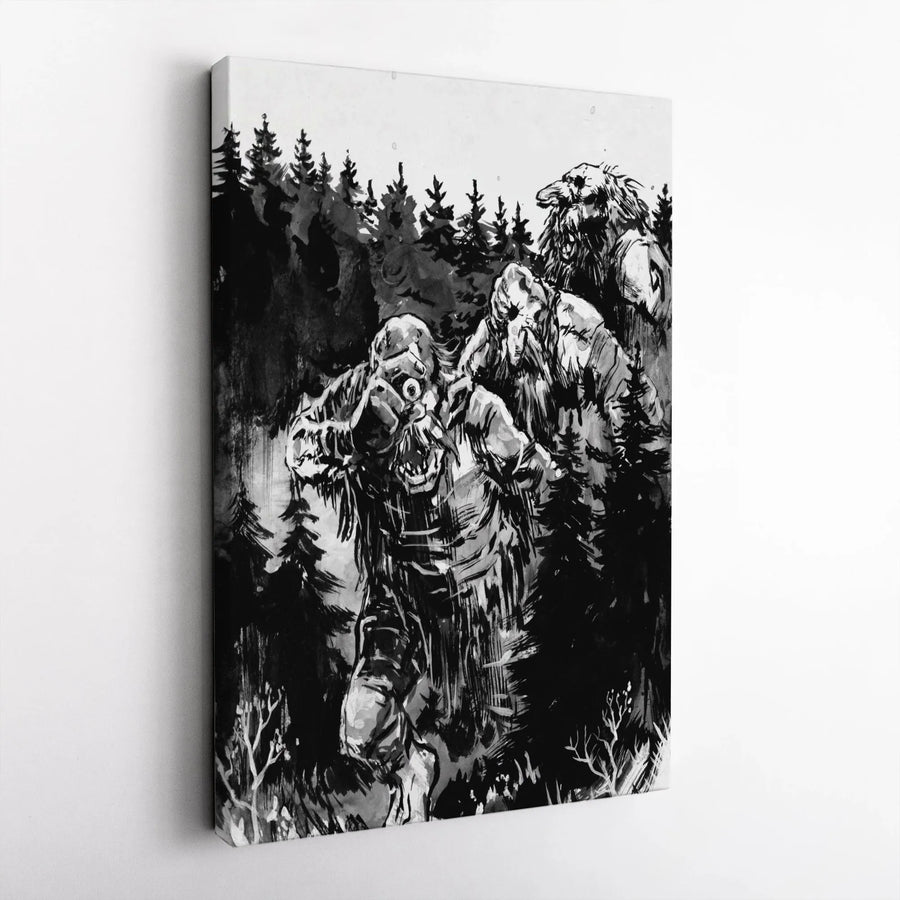 Troll Forest Canvas Art | Gothic Dark Fantasy Illustration | 1.25 Inch Premium Gallery Wrap | Mythical Creature Wall Decor For Office