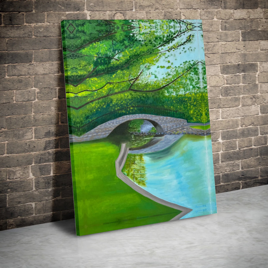 Park Landscape Canvas Print | Impressionist Stone Bridge Painting | Premium Gallery Wrap Wall Art | Serene Nature Decor Gift for Home Office