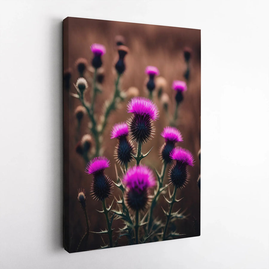 Scottish Thistle Wall Art | Vibrant Purple Wildflower Nature Print | Premium 1.25-inch Gallery Canvas | Botanical Home Decor Gift for Plant Lovers