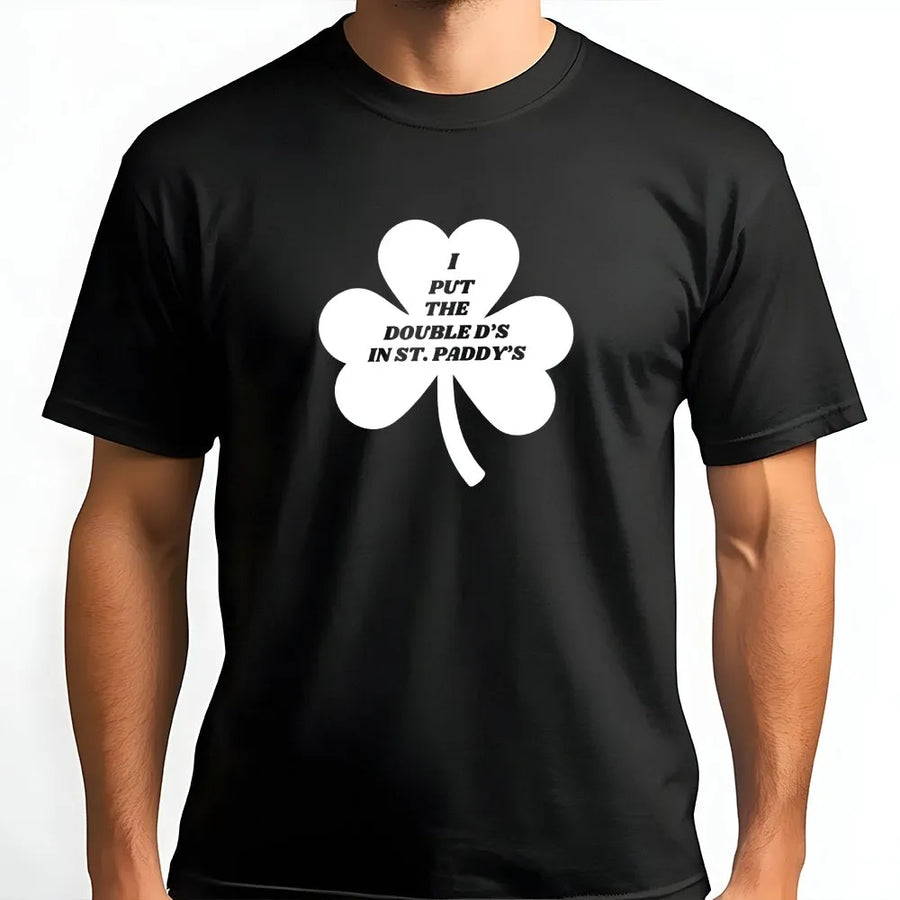 St. Paddy's Day T-Shirt | Funny Shamrock Double D's Graphic | Premium Soft Cotton Tee | Sassy Irish Party Gift for Her