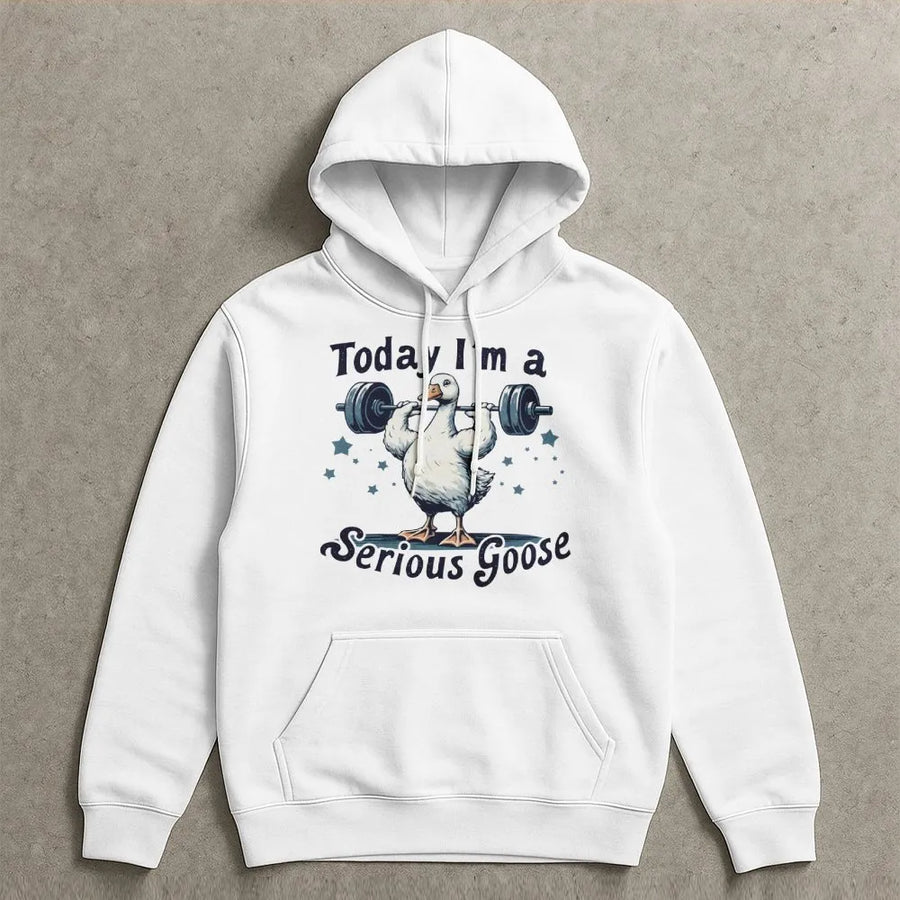 Serious Goose Lifting Hoodie | Funny Weightlifting Duck Graphic | Premium Cotton Blend Sweatshirt | Gift for Gym Lovers and Fitness Enthusiasts