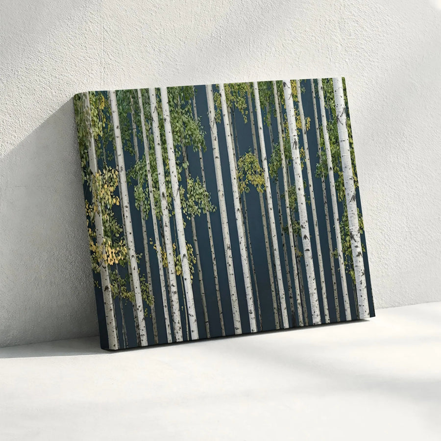 Birch Tree Forest Canvas Art | Panoramic Woodland Wall Decor | Premium 1.25 Inch Gallery Wrap | Modern Nature Landscape for Home Office