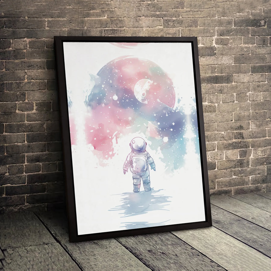 Watercolor Astronaut Canvas Wall Art | Cosmic Galaxy Space Decor | Premium Fade-Resistant Print | Nursery & Modern Home Office Gift