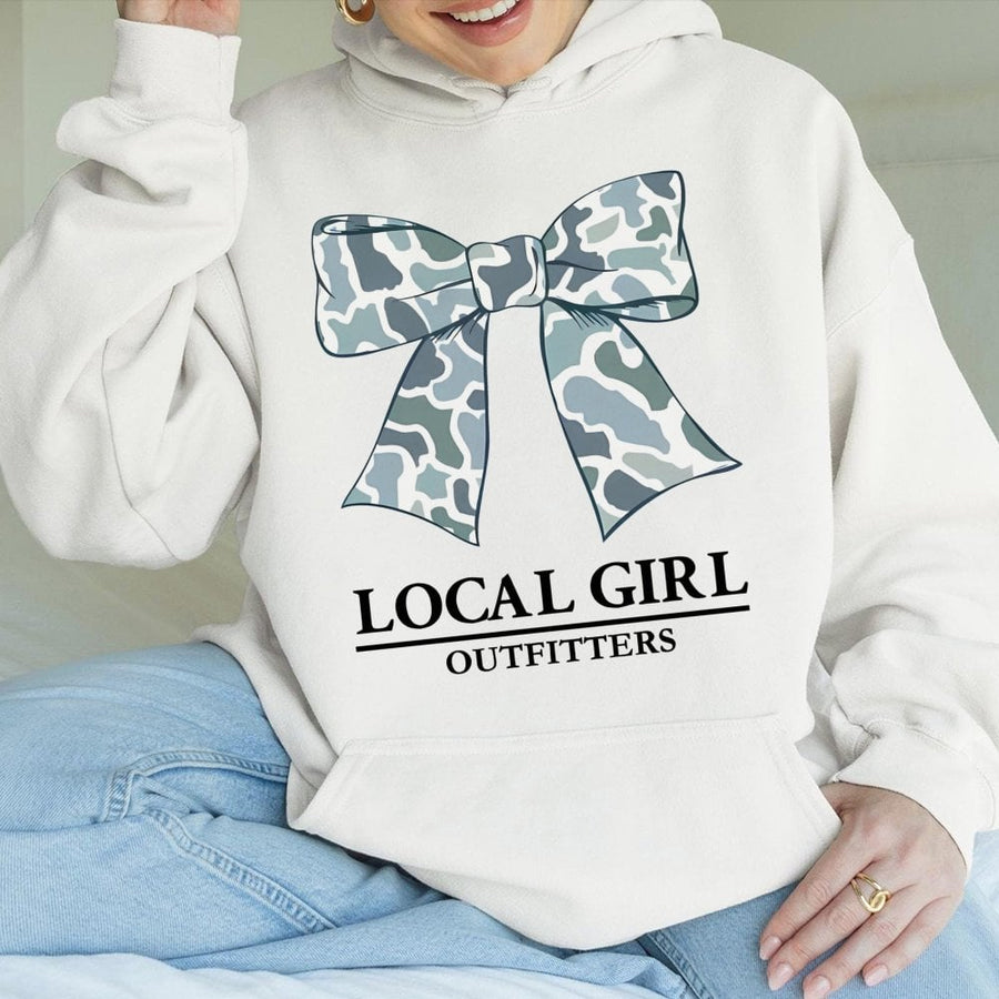 Camo Bow Hoodie | Trendy Girly Aesthetic Graphic Sweatshirt | Cotton Blend Premium Comfort | Cute Casual Apparel Gift For Women And Girls
