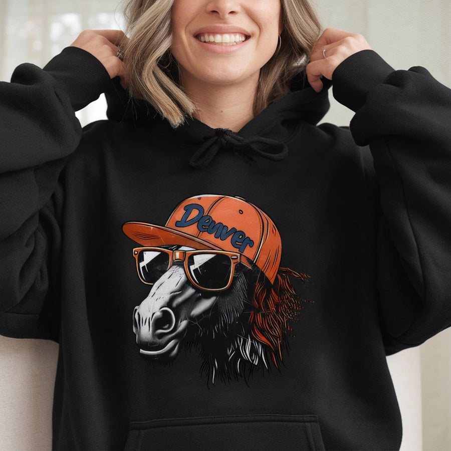 Denver Broncos Horse With Sunglasses And Cap Hoodie
