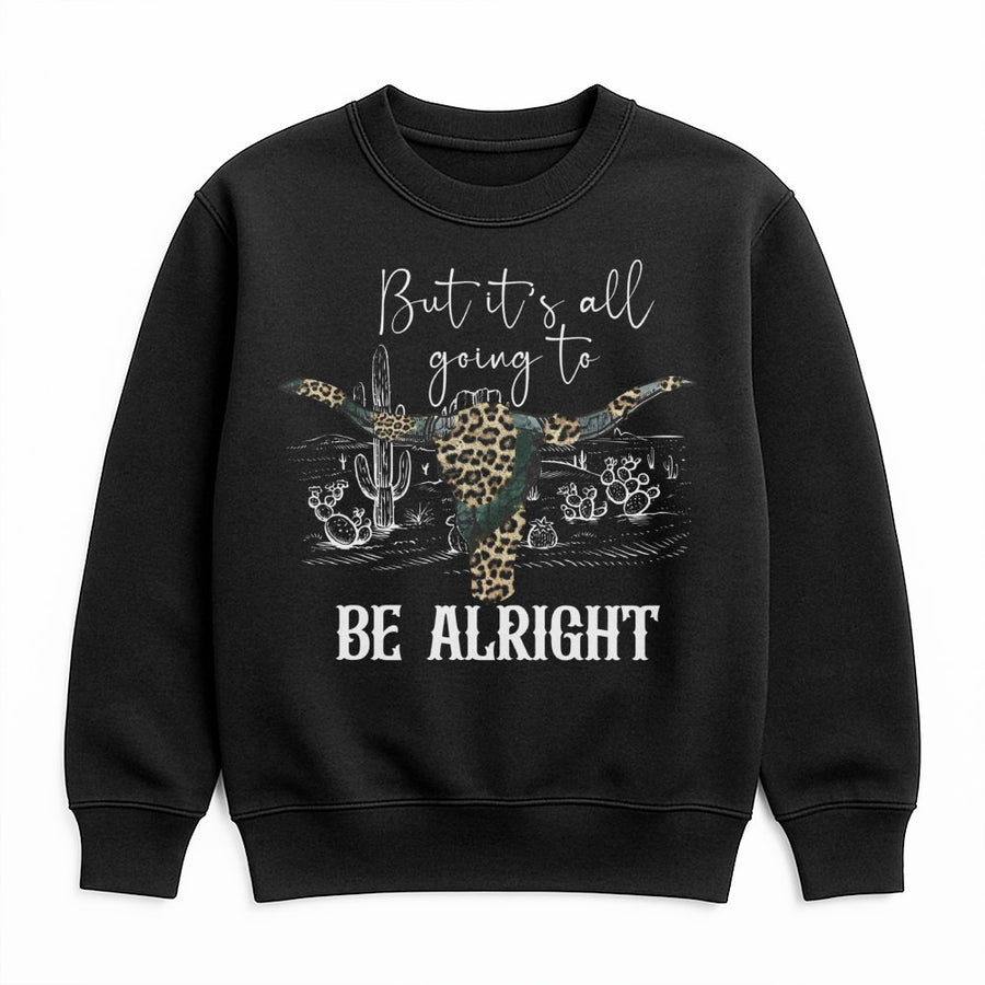 Western Graphic Sweatshirt | Leopard Print Longhorn Skull Desert Cactus Design | Premium Cotton Blend | Inspirational Gift for Her