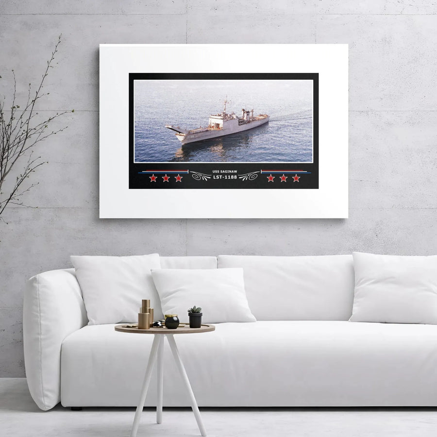 USS Saginaw LST-1188 Canvas Print | US Navy Ship Wall Art | Gallery Wrap Premium Decor | Military History Gift for Veteran