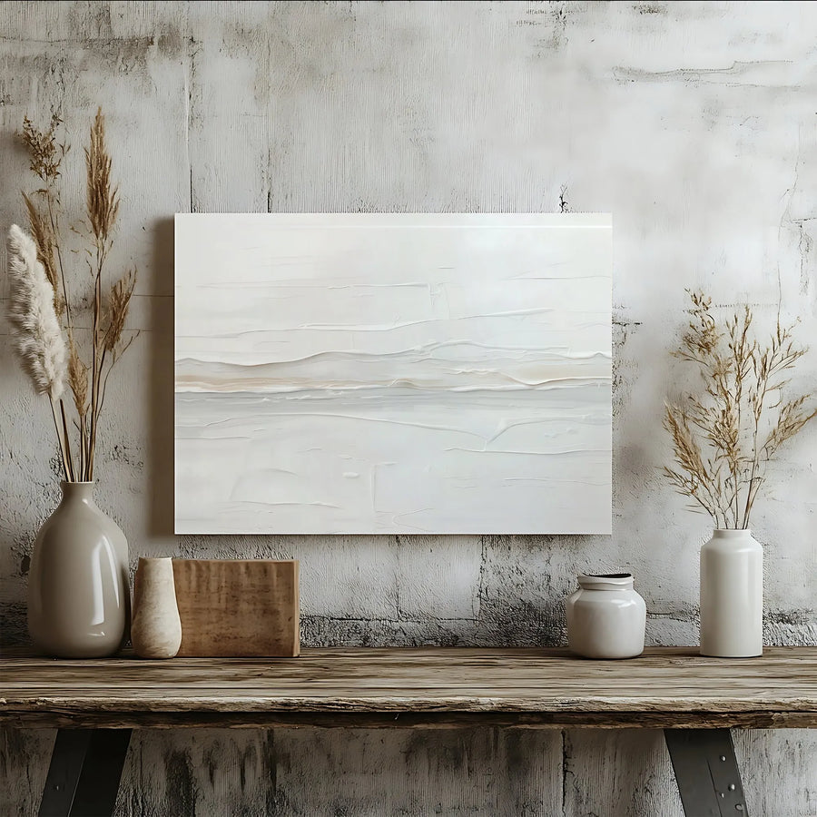 Textured Abstract Canvas Art | Modern Minimalist 3D Effect Painting Print | Premium Gallery Wrap | Japandi Style Living Room Decor