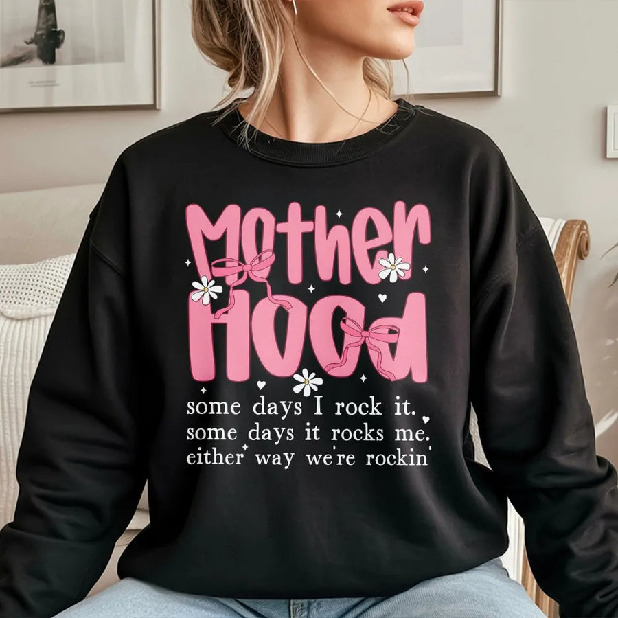 Funny Mom Sweatshirt | Retro Coquette Bow Graphic | Soft Cotton Tee | Sarcastic Mama Mother's Day Gift