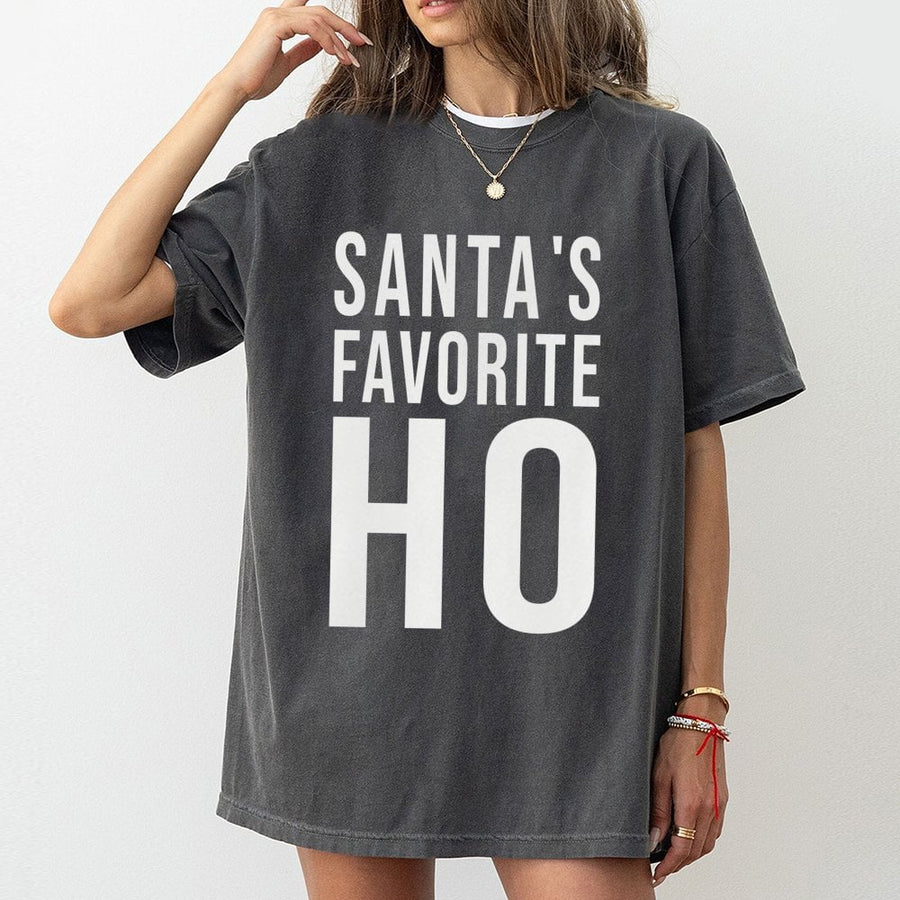 Santa's Favorite Ho T-Shirt | Funny Christmas Party Graphic Tee | Premium 100% Cotton Apparel | Naughty List Humor Gift for Her