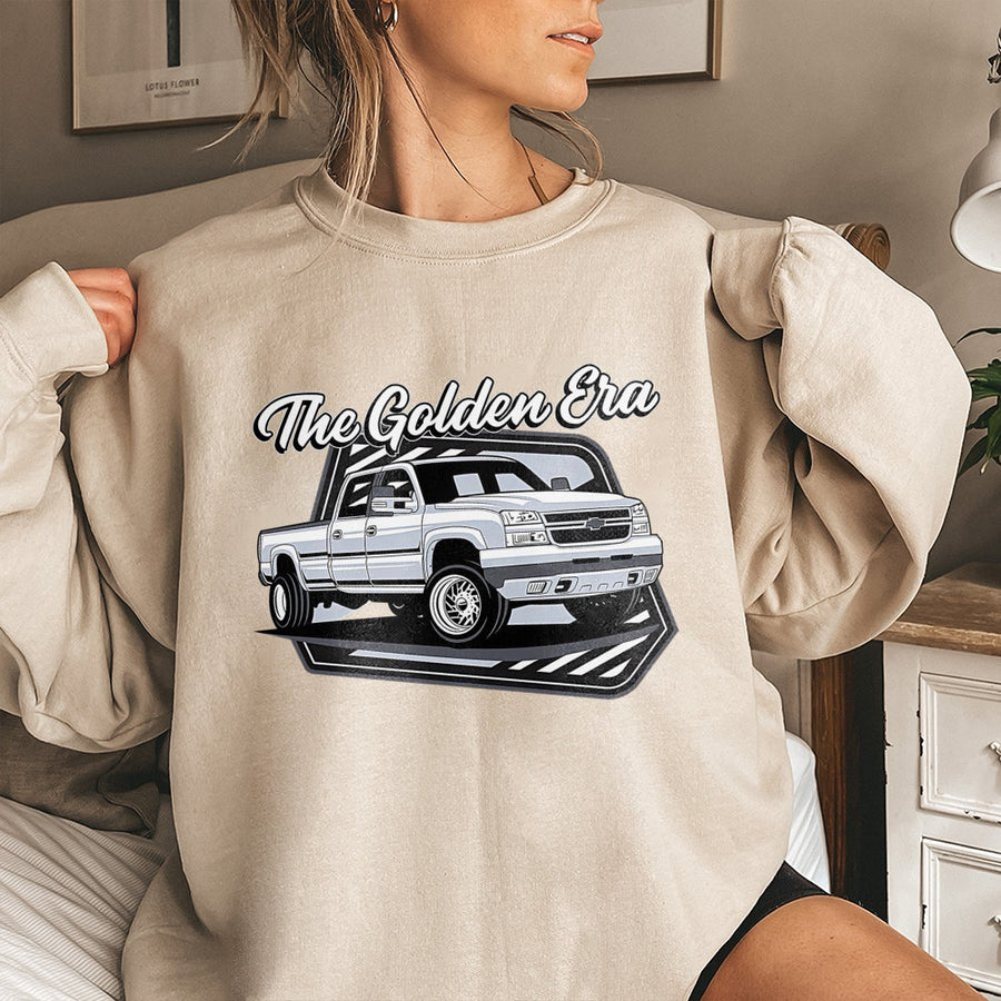 Golden Era Classic Truck Sweatshirt | Vintage Pickup Truck Graphic | Cotton Blend Premium Pullover | Gift for Car Enthusiast & Mechanic