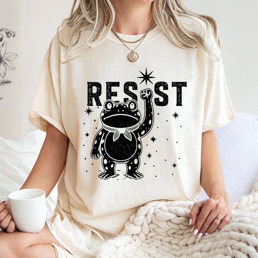 Resist Frog T-Shirt | Vintage Graphic Activist Print | 100% Premium Cotton Tee | Unisex Gift for Protest and Social Justice