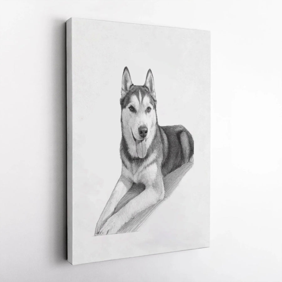 Siberian Husky Wall Art | Realistic Pencil Drawing Portrait | Premium Gallery-Wrapped Canvas | Dog Lover Gift & Home Decor