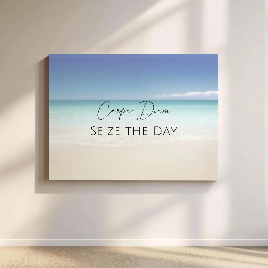 Carpe Diem Beach Canvas Wall Art | Seize The Day Coastal Quote Print | 1.25-Inch Gallery Wrap | Premium Inspirational Home Decor