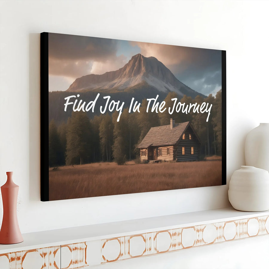 Mountain Landscape Canvas Art | Find Joy In The Journey Quote | 1.25" Premium Gallery Wrap | Rustic Home Decor & Inspirational Gift