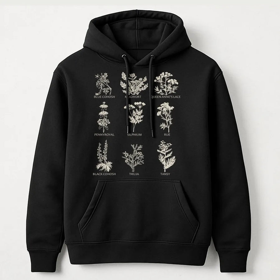 Botanical Herbal Hoodie | Pro-Choice Advocacy Plant Print | Premium Cotton Blend | Gift for Reproductive Rights Activist