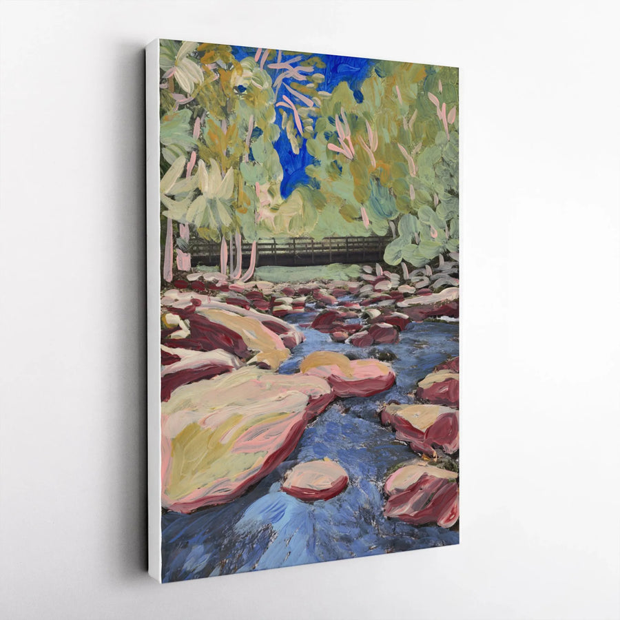 Great Smoky Mountains Canvas Wall Art | Impressionist River Landscape Print | Premium Fade-Resistant Print | Gift for Nature Lover