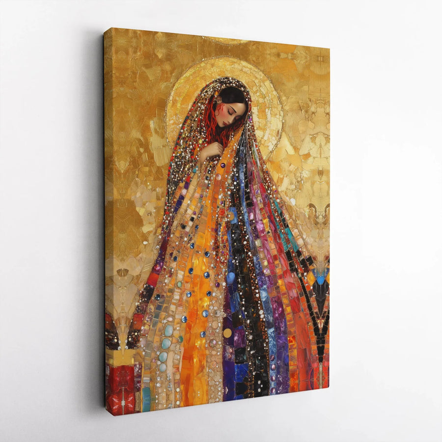 Virgin Mary Canvas Print | Mosaic Style Religious Wall Art | Premium Gallery-Wrapped 1.25" Profile | Spiritual Home Decor Gift