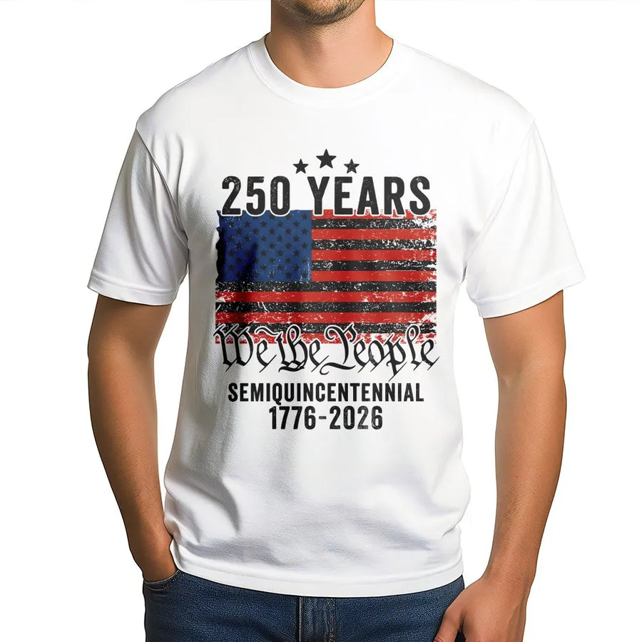 USA 250th Anniversary T-Shirt | We The People Distressed Flag 1776-2026 | Premium Cotton Blend | Patriotic Collector's Gift for Men Women