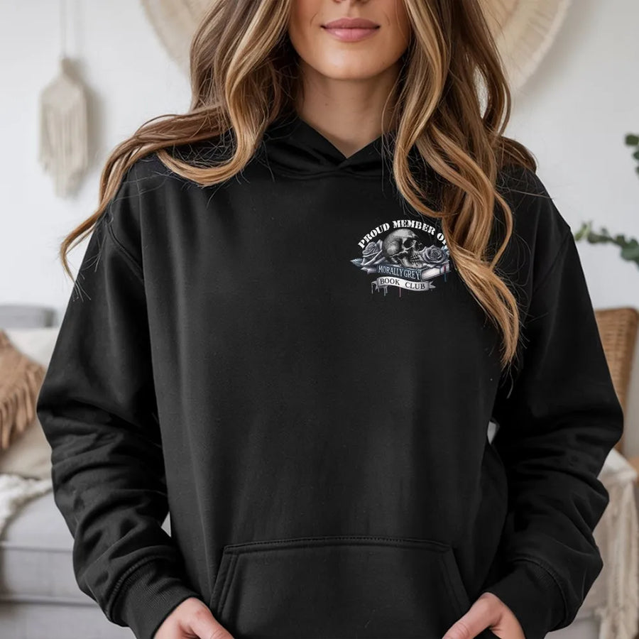 Morally Grey Book Club Hoodie | Skull & Roses Graphic Tee | Premium Soft Cotton | Gift for Dark Romance & Smut Readers