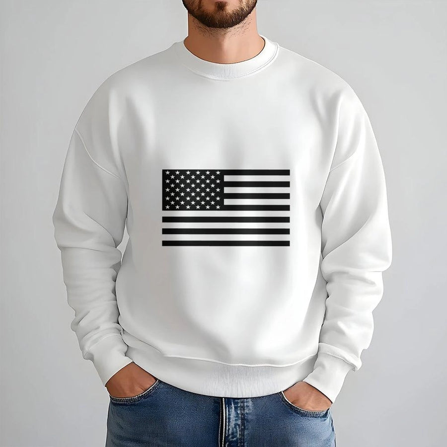 American Flag Sweatshirt | Minimalist Patriotic Graphic Design | Premium Cotton Blend Crewneck | Unisex USA Pride Gift for Men and Women