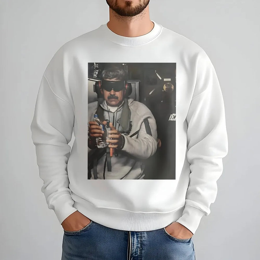 Funny Meme Graphic Sweatshirt | Iconic Pilot Blindfold Design | Premium Cotton Blend | Unisex Streetwear Gift for Internet Culture Fans