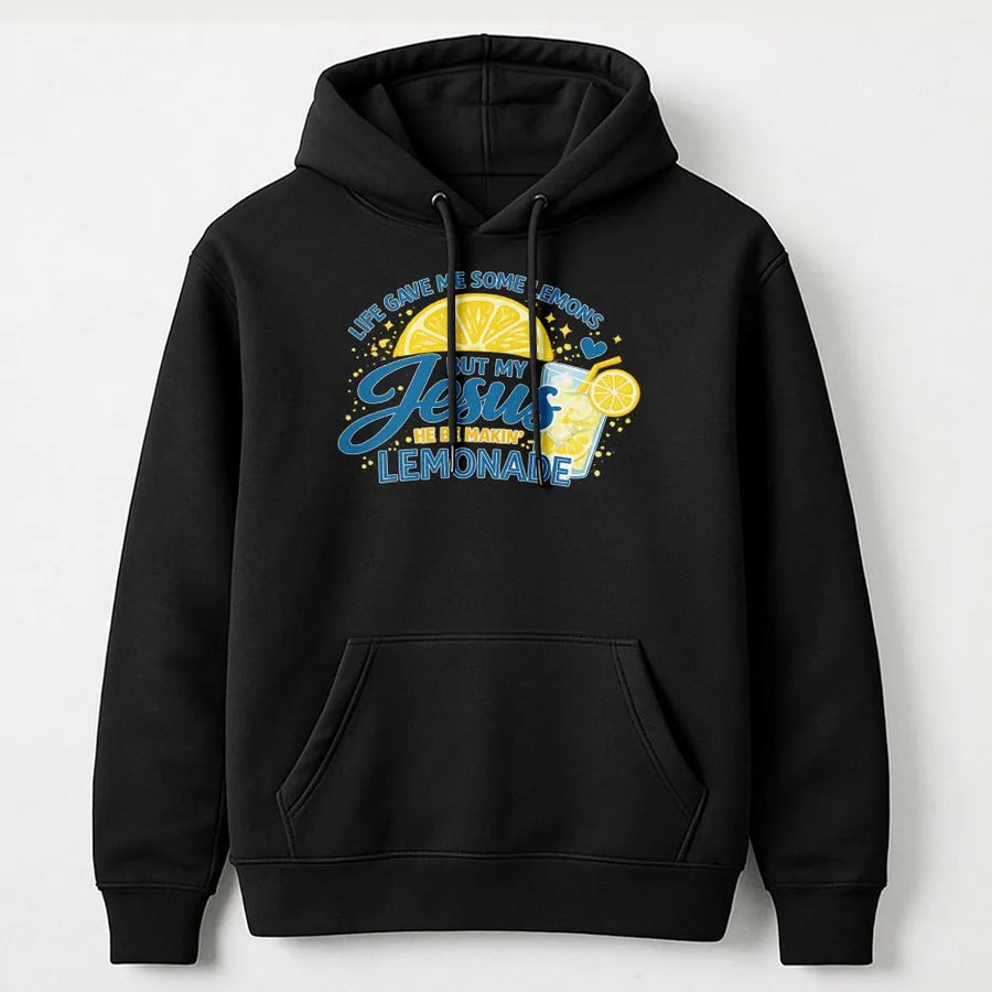 Jesus Lemonade Hoodie | Funny Christian Quote Graphic | Soft Cotton Blend Pullover | Inspirational Faith Gift for Men & Women