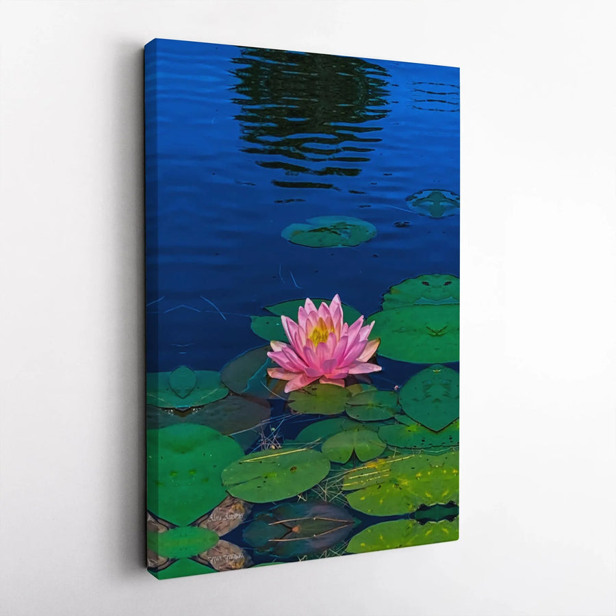 Pink Water Lily Canvas Wall Art | Vibrant Pond Floral Print | Premium Gallery Wrap 1.25 inch | Zen Home Decor Gift for Nature Lovers
