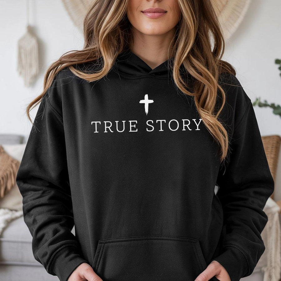 True Story Jesus Hoodie | Minimalist Christian Faith Graphic | Premium Cotton Blend | Religious Christmas Gift for Women and Men