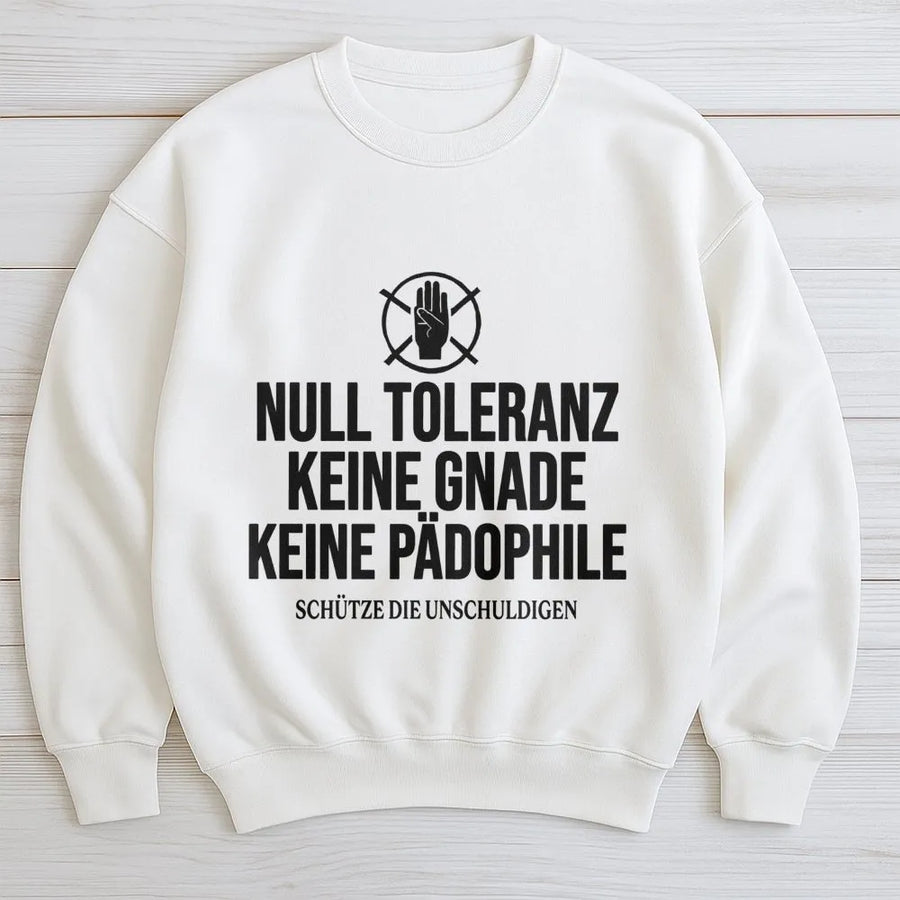 Null Toleranz Sweatshirt | Statement Spruch Gegen Kindesmissbrauch | Premium Baumwoll-Mix Pullover | Schütze die Unschuldigen Geschenk
