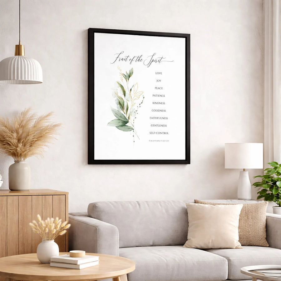 Fruit of the Spirit Canvas Wall Art | Galatians 5:22-23 Bible Verse Print | Premium Watercolor Eucalyptus Decor | Religious Gift for Home Office