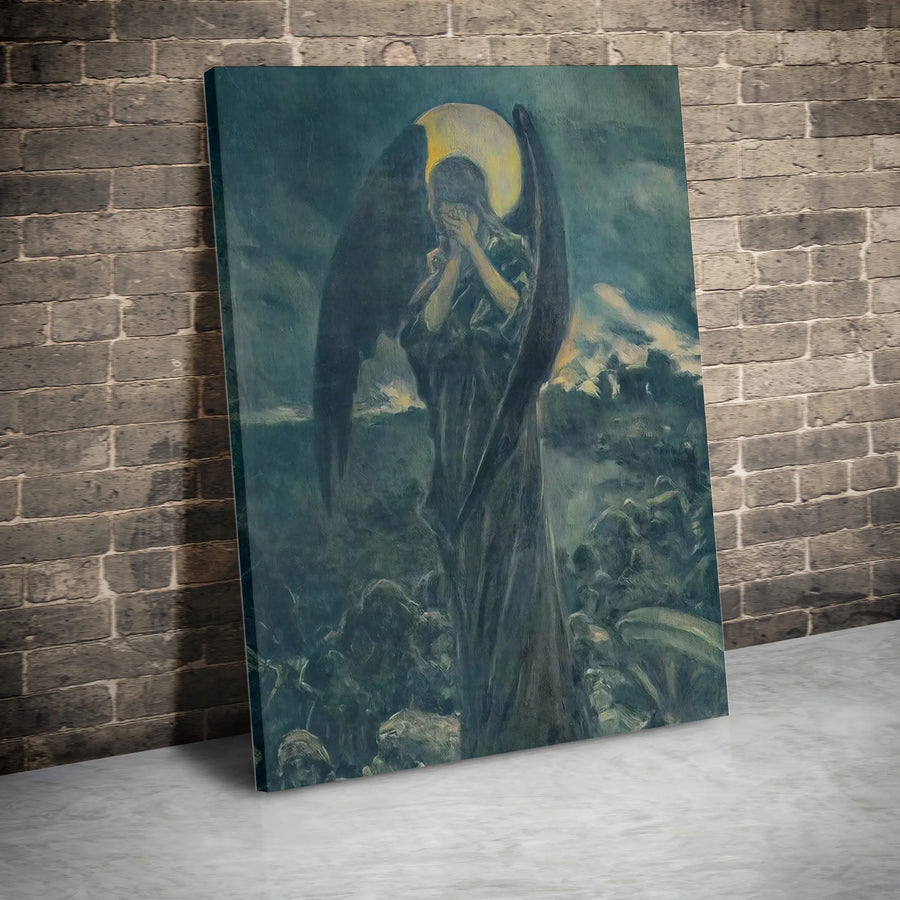 Fallen Angel Canvas Print | Mikhail Vrubel Fine Art Reproduction | Gallery Quality 1.25 Inch Profile | Moody Dark Academia Home Decor