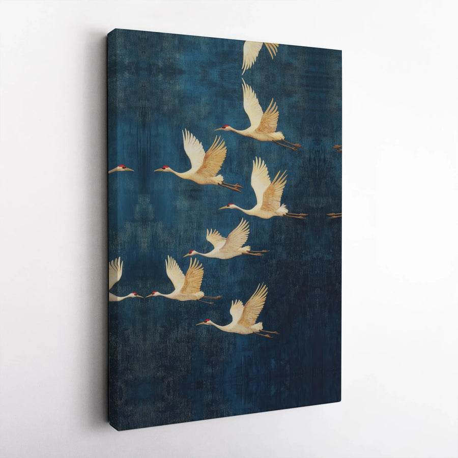 Japanese Red-Crowned Crane Canvas Art | Traditional Bird Wildlife Painting | Premium Gallery-Wrapped Print | Elegant Home Office Decor Gift