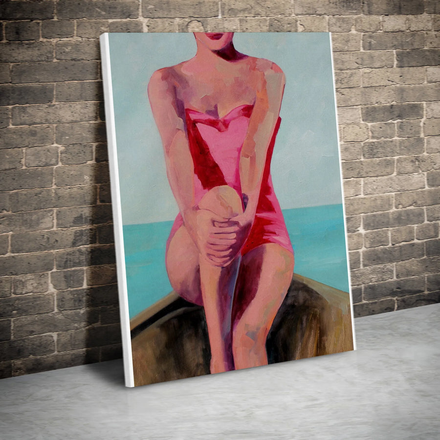 Figurative Woman Painting Vertical Canvas | Modern Impressionist Style Wall Art | Premium 1.25" Thick Profile Print | Collector's Home Decor