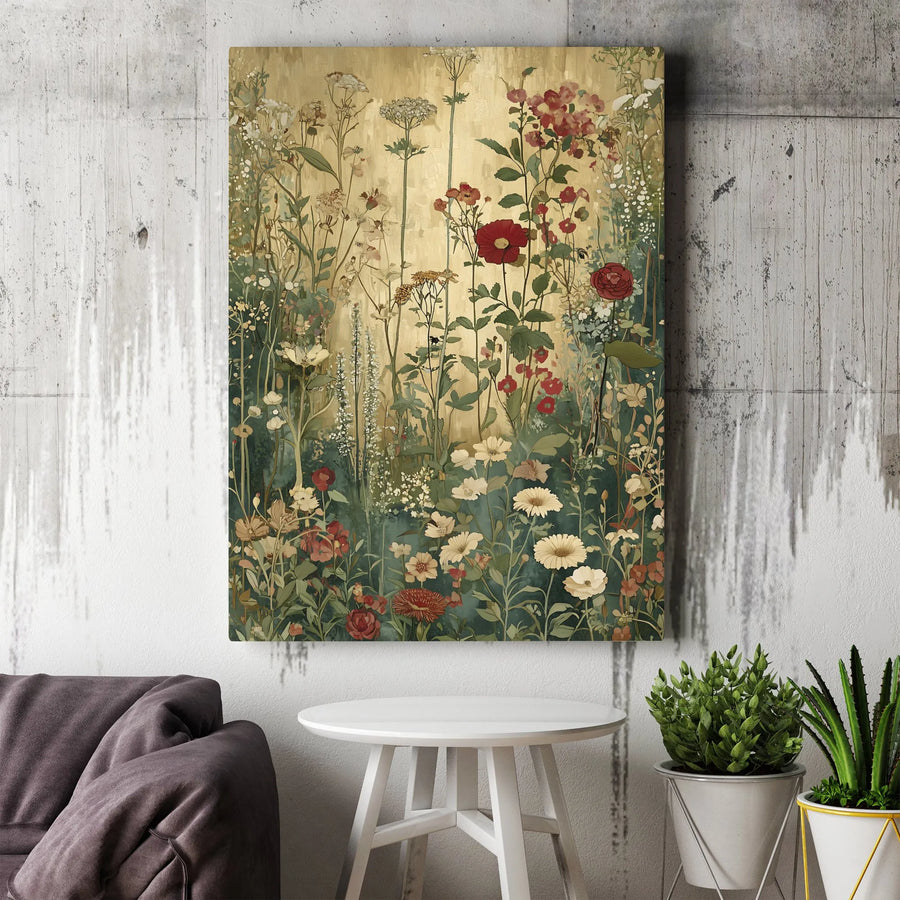 Wildflower Meadow Canvas Wall Art | Vintage Botanical Floral Print | Premium Gallery-Wrapped Gallery Quality Decor | Nature-Inspired Home Office Gift