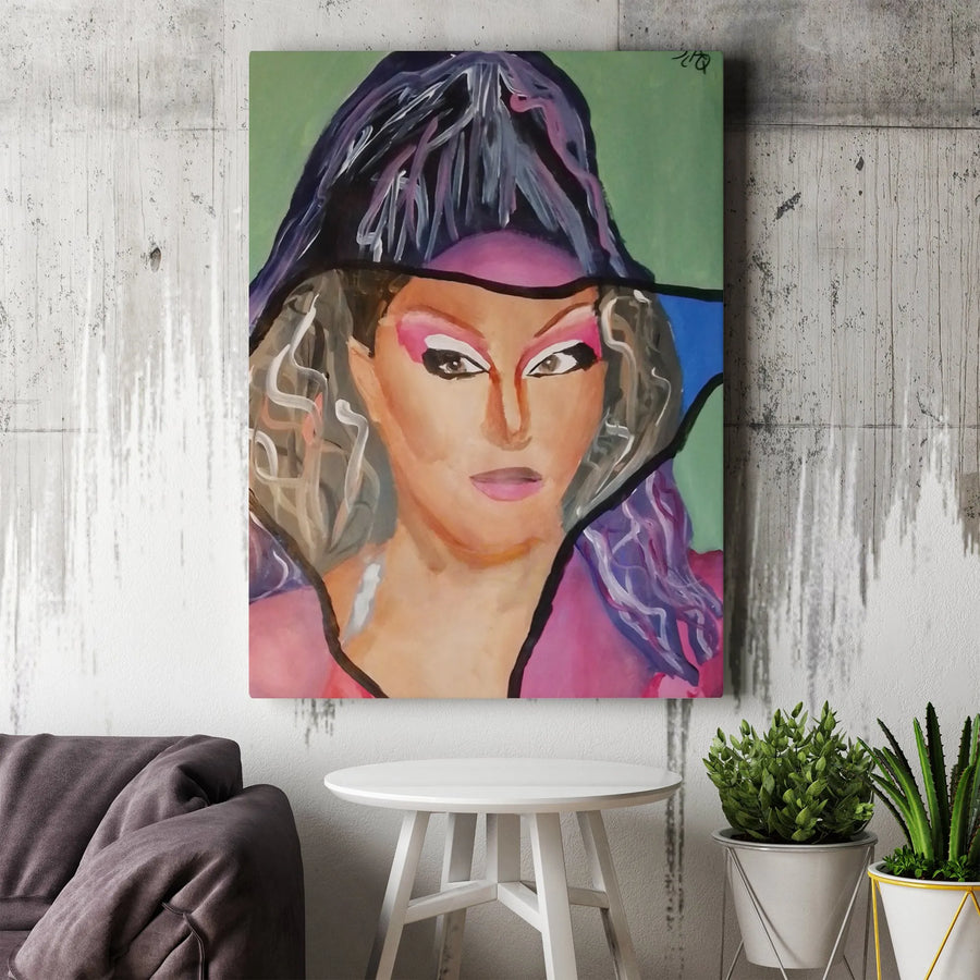 Drag Queen Portrait Canvas Print | Expressive Abstract Face Art | Premium Thick Gallery Wrap | Collector's Modern LGBTQ+ Pride Wall Decor Gift