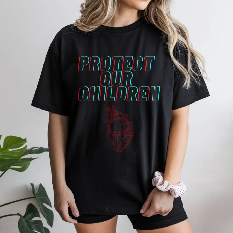 Protect Our Children T-Shirt | Anatomical Heart Graphic Tee | 100% Cotton Premium Quality | Conscious Advocacy Apparel for Adults