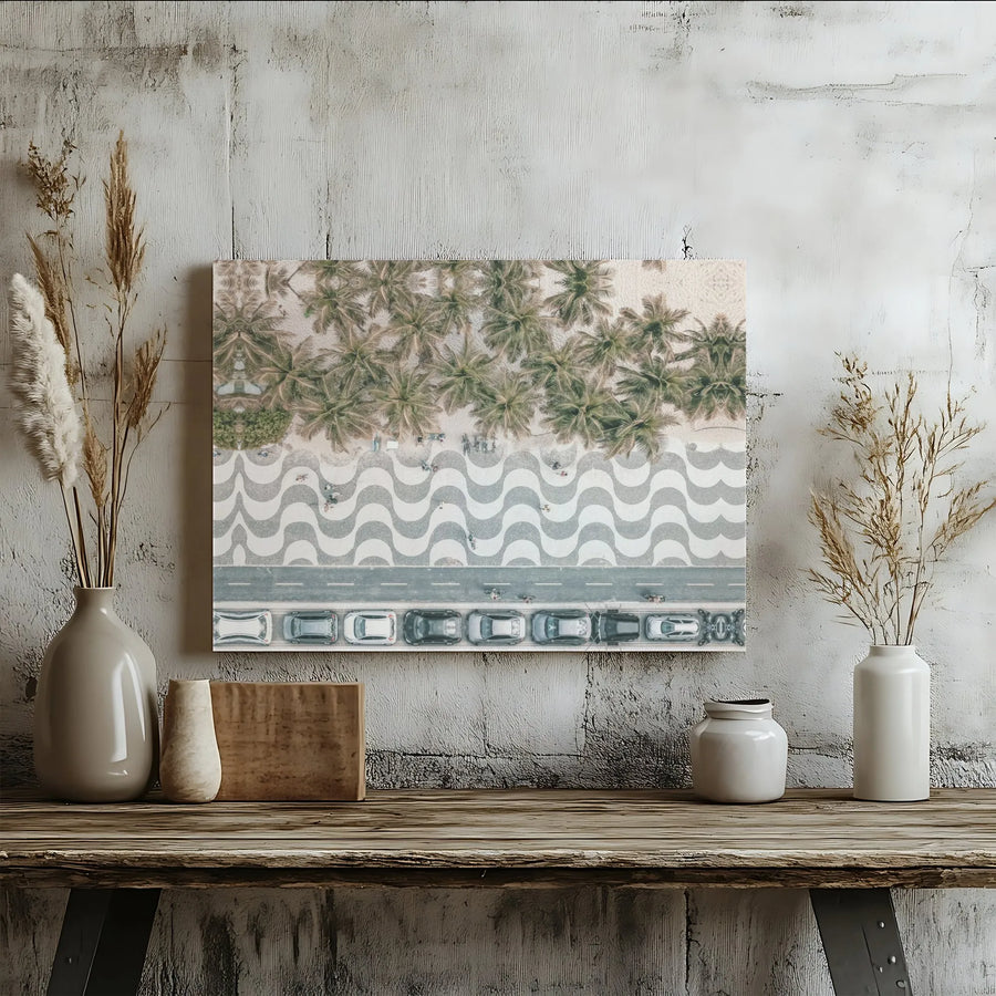 Rio Copacabana Beach Canvas Art | Aerial Drone Photo of Iconic Boardwalk | Premium Gallery Wrapped Canvas | Brazil Travel Gift for Coastal Home Decor