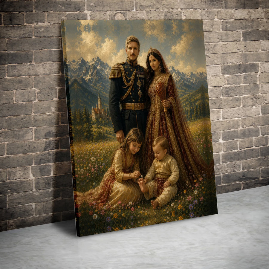Royal Family Portrait Canvas Wall Art | Vintage Oil Painting Style Print | Premium Fade-Resistant Canvas | Collector's Home & Living Room Decor