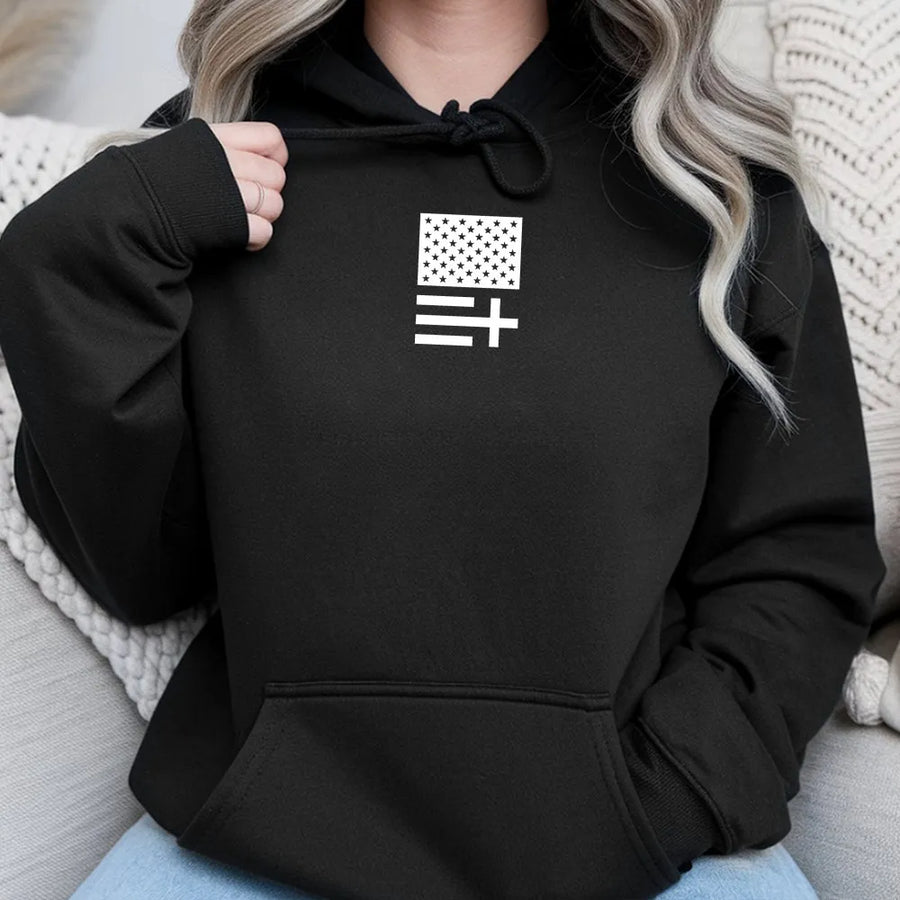 Minimalist American Flag Hoodie | Modern Abstract USA Graphic Sweatshirt | Premium Cotton Blend | Unisex Patriotic Gift