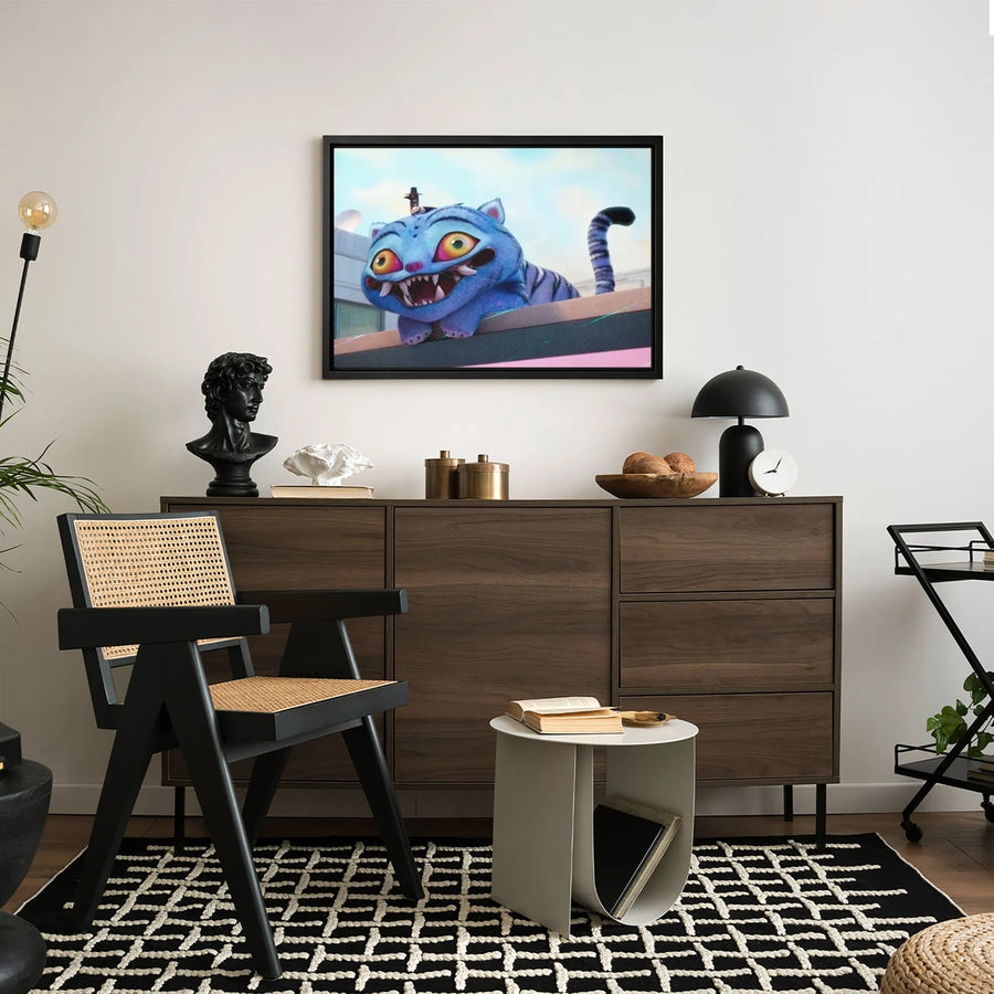 Whimsical Blue Cat Canvas Wall Art | Surreal Monster Creature Print | Premium 1.25-Inch Gallery Wrap | Unique Gift for Fantasy Art Lovers
