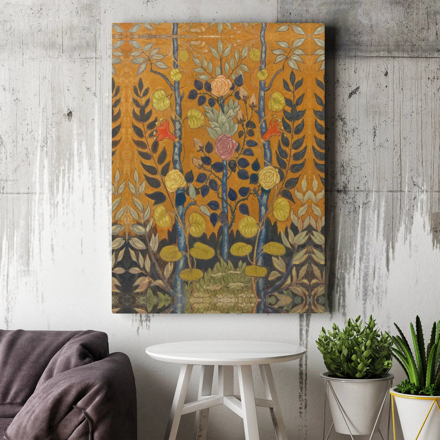 William Morris Floral Canvas Art | Vintage Rose and Lily Botanical Print | Premium Gallery Wrapped Wall Decor | Arts and Crafts Movement Gift